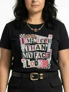 TC Black Short Sleeve Tee with Multicolor Graphic